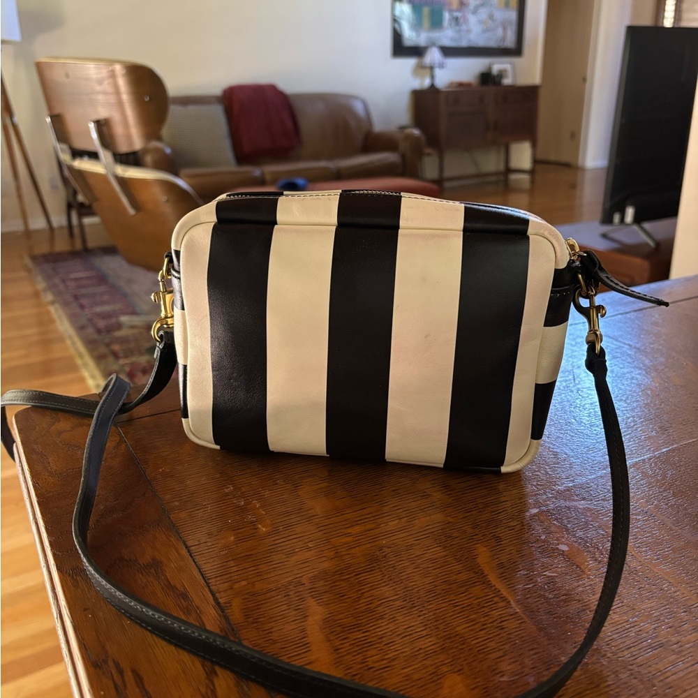 Clare V. Striped Black and White Crossbody Bag